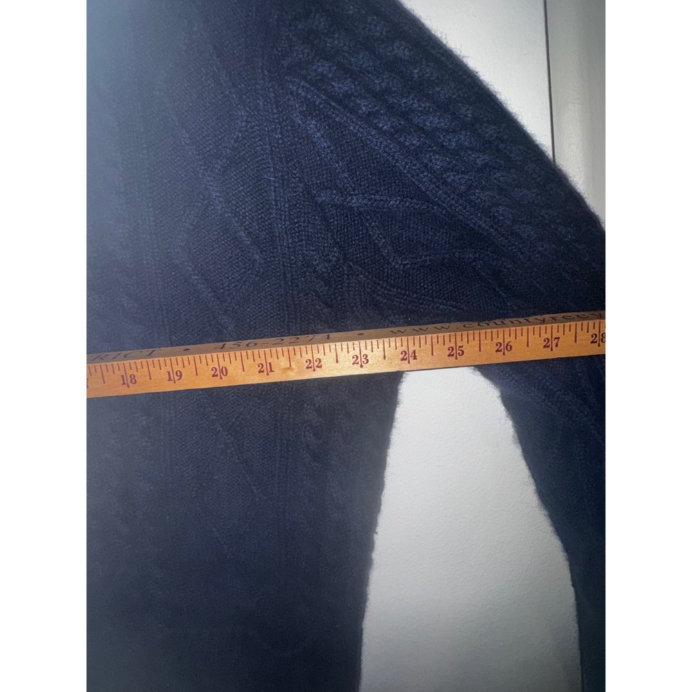 Peter Millar XL Navy Blue Wool Yak Cashmere Cable Knit Shawl Cardigan Sweater - Picture 10 of 11